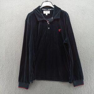 Tretorn Shirt Mens Large Navy Blue Velour 3 Button Long Sleeve Polo Sweden Brand